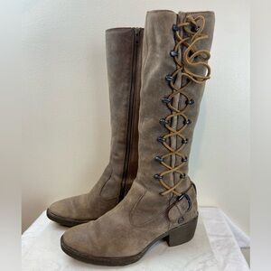 Born W22415 Henriette Barnwood Leather Lace Up Womens Knee Pull On Boots